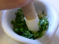 4. Grind the guacamole paste